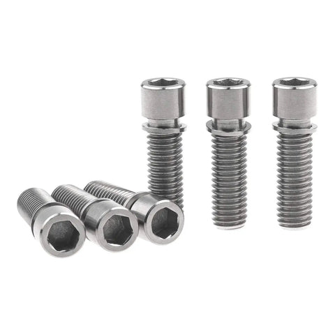 Pack of 6 BMX Titanium Bolt M8x25mm with Washer for Stem Grade 5 6AL4V, shown in side view
