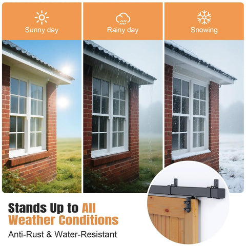 16 Foot Exterior Sliding Barn Door Hardware Kit With Box Rail Track For Exterior Use in various weather conditions