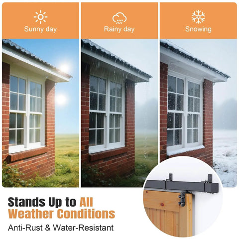 Exterior Sliding Barn Door Hardware Kit With Box Rail Track Beefed Up 450Lb Capacity Black Weather Resistant Steel Wall Mount System demonstrating durability in various weather conditions.