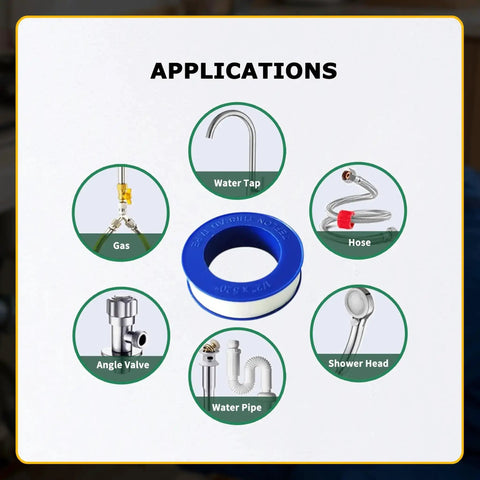 4 Rolls 1/2 Inch Wide PTFE Thread Seal Tape 520 Inches Per Roll Plumbers Tape For Water Pipes And Shower Heads No Leak Seal High Density with applications