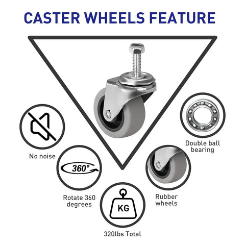 2 Inch Rubber Swivel Caster Wheels With Threaded Stem Five Sixteenths By Eighteen One Inch Stem Length Set Of Four features diagram