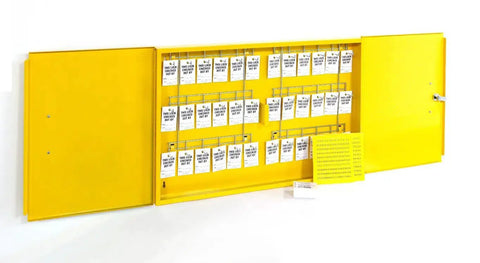 Lockout Tagout Cabinet Kit For Safe Padlock Storage And Quick Access Control Center Double Wide Yellow Meets OSHA Standards