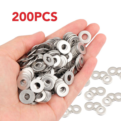AOKOLL 200pcs #10 x 1/2 in flat washers, 304 stainless steel
