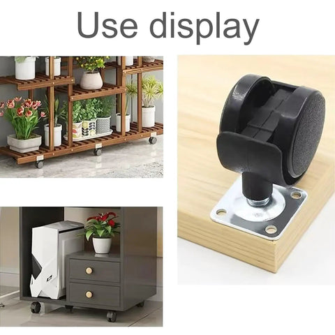 2 Inch Caster Wheels With Brakes, Swivel Nylon Plate Casters Set Of 4 installed on wooden furniture and cabinet