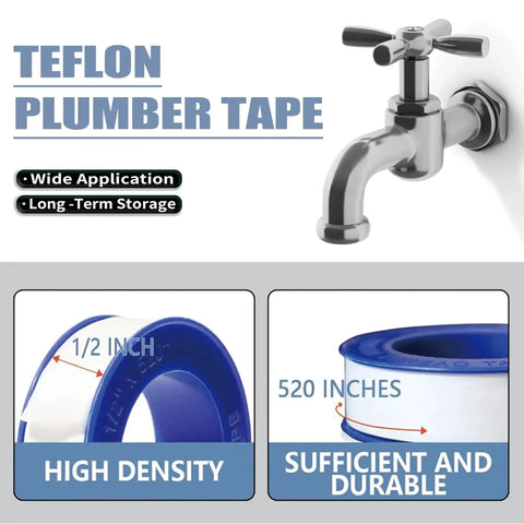 4 Rolls One Half Inch By 520 Inch PTFE Thread Seal Tape Premium Teflon Tape for Plumbing and Shower Heads with Plumbers Hemp