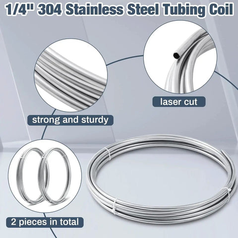 Stainless Steel Tubing Coil One Quarter Inch Outer Diameter Fifty Feet Total Length Two Twenty Five Foot Coils 304 Grade