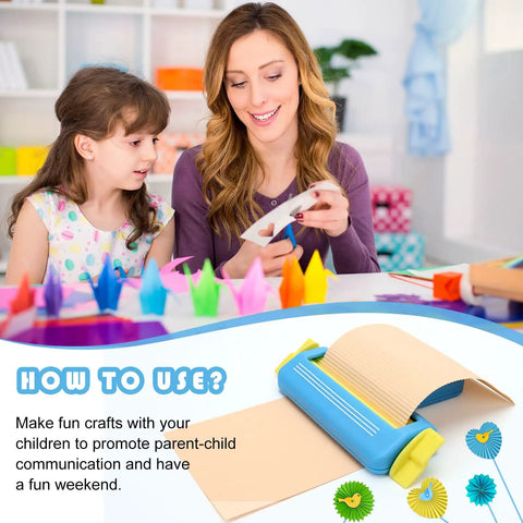 Wave Shaper Paper Crimper For Crafts AngleKai Craft Crimper Tool, blue plastic, for DIY cards and scrapbooking, rotates smoothly.