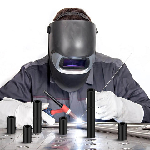Welder using Two Inch Welding Table Fixture Pins Set, Twenty Pcs, Top Diameter One Inch, Bottom Diameter Five Eighths Inch, Stop Alignment Square Mount