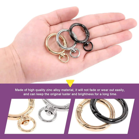 24Pcs Round Spring Clips Kit With Swivel Snap Hooks O Rings D Rings Buckles In 3 Colors 20Mm Inside Diameter Three Quarter Inch For Diy Crafting Jewelry Making Bags Belts And More