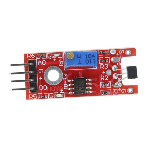 3 Pack Linear Magnetic Hall Switches Sensor Module for Speed Counting, top view showing red circuit board and components