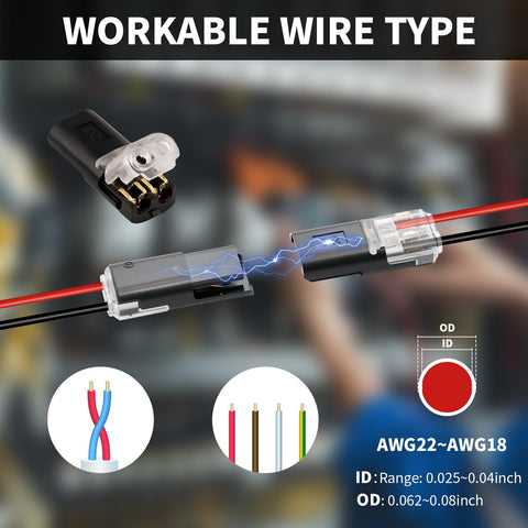 50-pack Amazon low-voltage 2-pin quick-splice wire connectors, solderless splice for 12V landscape lighting and LED strips