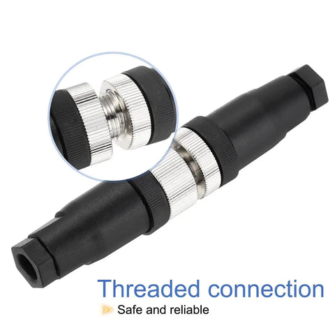 Threaded connection of Two Pack M12 4 Pin Male Aviation Connector Wire Plug A Coding 12mm Circular Sensor Connector Waterproof IP67