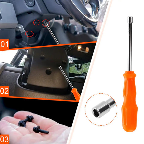 Turn Signal Switch Kit With Installation Tools Direct Fit For 2011 2013 Ford F Series Trucks F150 F250 F350 F450 F550 Easy Swap Replaces SW6874 CBS2141 Includes Exact Replacement BC3Z13K359BA BC3T13K359ADW, showing tools and installation steps.