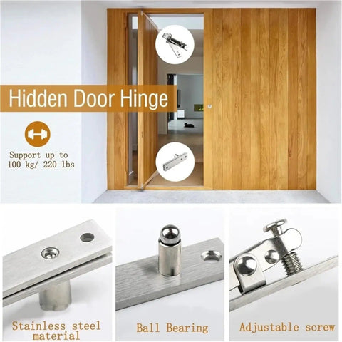360 Degree Rotation Heavy Duty Pivot Hinge Stainless Steel Concealed Door Hinges for secret doors and bookshelves