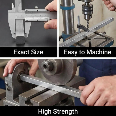 Heavy Duty Square Key Stock Half Inch By Half Inch By Twelve Inch Made From Cold Drawn 45 Steel For Precision Shaft Keyways In Motors And Machinery And Diy Projects