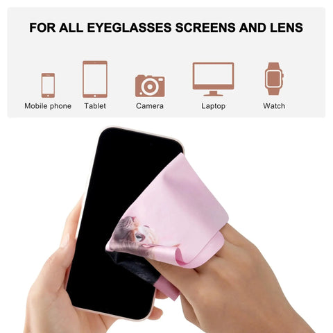 Using Cute Cat Microfiber Cleaning Cloths 6 Pack For Glasses Phones Screens Cameras on a smartphone screen