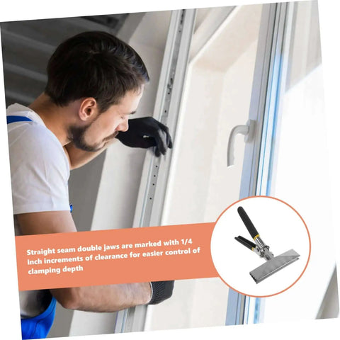 Manual Metal Bender Tool For Sheet Metal Folding And Flattening, Duckbill Pliers with chrome vanadium handle in use on window frame