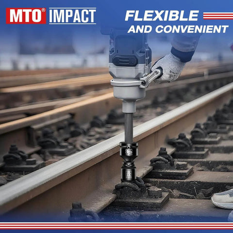 Mechanic using One Inch Female To One Half Inch Male Impact Socket Adapter Reducer For Impact Wrench on railway track