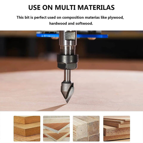 Pro-Grade Carbide Tip V Groove CNC Engraving Bit For Routers, 60 Degree V-Groove, 1/2 Inch Cutting Diameter, 1/4 Inch Shank, 2 Flute V-Bit