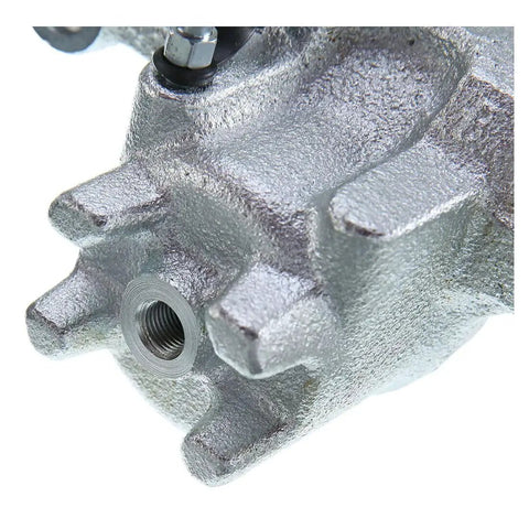 Brake caliper for Mitsubishi Montero rear 2001-2006; gray metal with threaded port visible