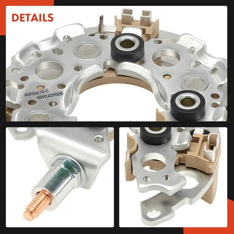 Alternator Rectifier Direct Plug And Play Replacement For Toyota Camry RAV4 Corolla features aluminum heatsink and M6 post