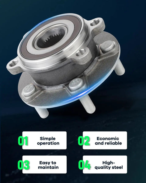 Front Wheel Bearing Hub Assembly For Mazda 6 2014 To 2019 And Mazda CX 5 2013 To 2022 With ABS Drop In Ready 5 Lugs Close-Up.