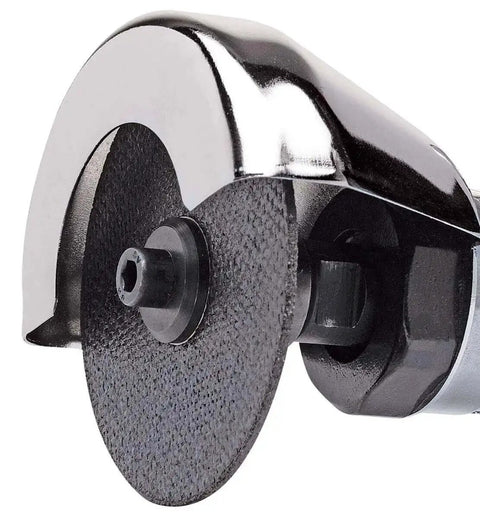 Close-up of 3 Inch Pneumatic Cut Off Tool With Wheel Grinder For Sheet Metal Heavy Duty Reversible Air Powered Cutter