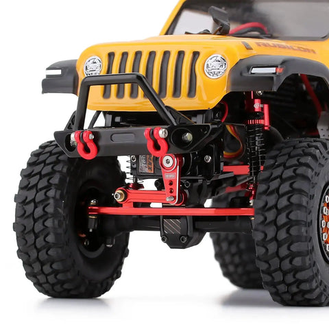 Front view of RC car with installed Beefy RC Servo Steering With Mount And Horn For AX24 RC Car Boat And Axial SCX24 Upgrade Parts