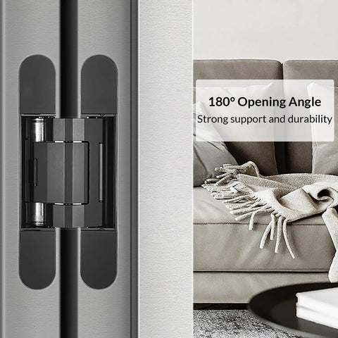 3 Pack Invisible Hydraulic Heavy Duty Hidden Door Hinges For 180 Degree Swing With Automatic Close Cushioning Mortise Mount