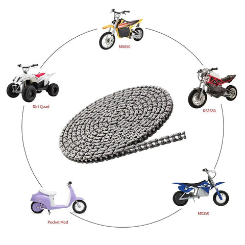 Durable 25H Beefy Roller Chain 10 Feet Long With 480 Links Breaker for Razor Dirt Bikes and Electric Scooters