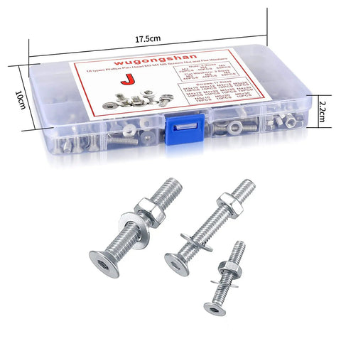 Must Have Assorted Stainless Steel Countersunk Head Hex Socket Screws Kit With Nuts And Washers M3 M4 M5 Metric Bolts