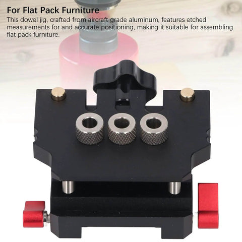 Pro Grade Self Centering Doweling Jig Kit With Aircraft Grade Aluminum And Etched Measurements And 3 In 1 Drill Bit Locator For DIY Friendly Quick Precise Woodworking Furniture Assembly And Panel Connections, close-up of aluminum construction with etched measurements and bushings