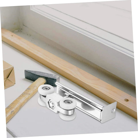 Heavy Duty Sliding Cabinet Door Track With Sturdy Steel And Nylon Wheels Quiet Glide For Cabinets and pocket doors, shown uninstalled