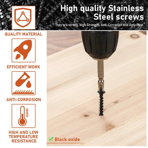 Drill driving No 10 1-1/2 Inch Collated Drywall Tapping Screws into wooden surface with quality material and anti-corrosion properties.