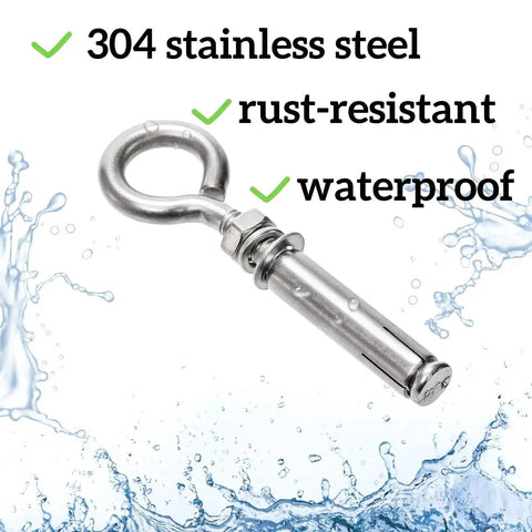 20 Pack M8 By 105mm Expansion Eyebolts In 304 Stainless Steel, rust-resistant and waterproof features