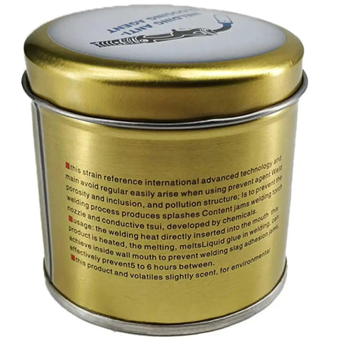 Tin of Anti-Spatter Welding Gel for MIG Nozzles, Keeps Nozzle Clean and Spatter-Free, Easy Apply Barrier visible on side
