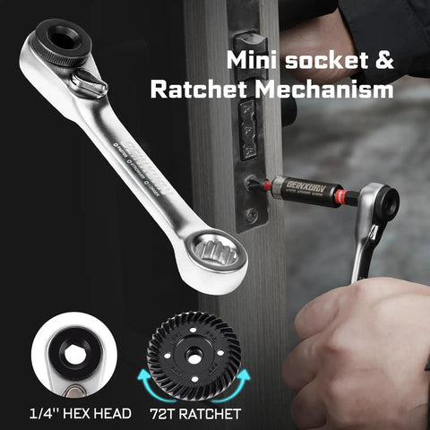 Mini wrench and ratchet mechanism from 82 Piece Impact Screwdriver Bits Set With Magnetic S2 Steel Bits Pro Grade in use