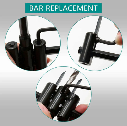 Bar replacement process for Heavy Duty Adjustable Circle Cutter Hole Saw Kit For Drywall Wood And Plaster With 30 To 300 Mm Cutting Range