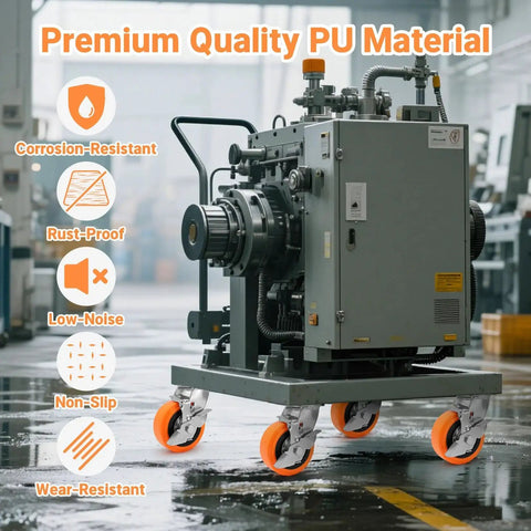 Heavy Duty Industrial Casters With Upgraded Thickened Bracket, 5 Inch Plate Swivel Caster Set Of 4 under machinery in factory