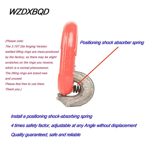 3.15 Ton Heavy Duty Welded Lifting Ring G80 Forged Alloy Steel D Ring Attachment with shock absorber spring