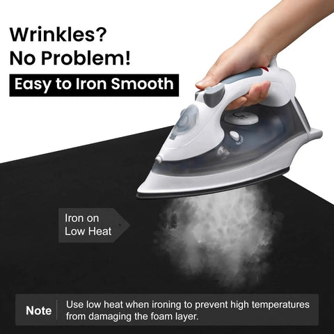 Iron smoothing Black Suede Headliner Fabric With Foam Backing 122x60 For Car Truck SUV RV, instructions for low heat ironing.