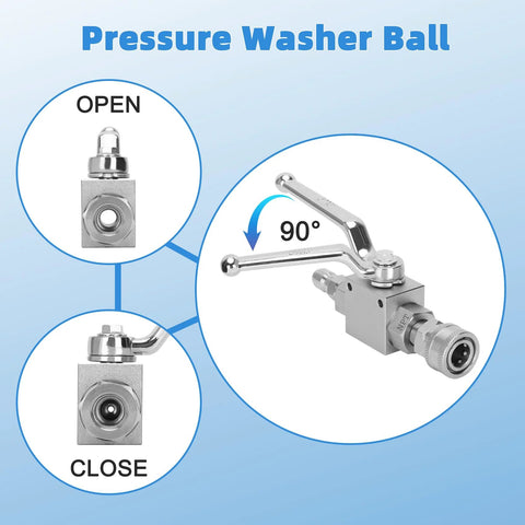 2-pack pressure washer ball valve kit, stainless steel body with 3/8-inch quick disconnect and lever handle