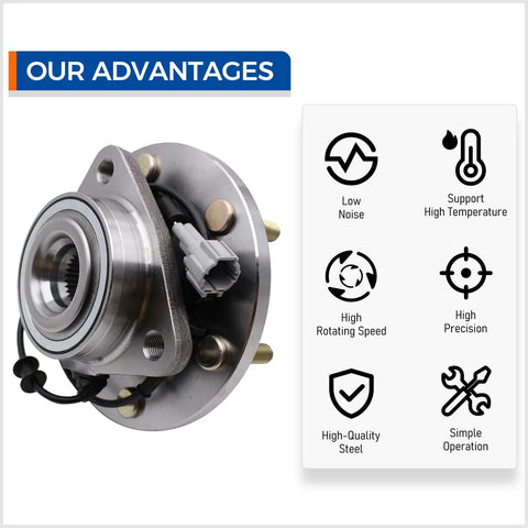 Front Wheel Hub Bearing Assembly With ABS Plug And Play Direct Fit For 2004-2007 Infiniti QX56, 2005-2007 Nissan Armada