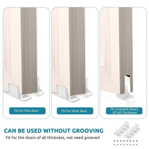 Eight Piece White Sliding Closet Door Floor Guides For Bypass And Pocket Doors Made From Durable POM Material Floor Mounted