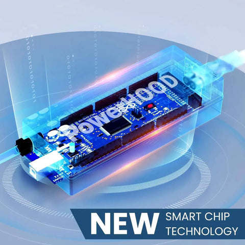 Illustration of circuit board with smart chip technology for 12V DC Power Adapter For 3D Printer Filament Dryer Box, 100-240V AC Input.