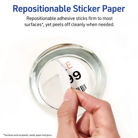 Printable Sticker Paper for Home Projects With Repositionable Adhesive, 8.5 By 11 Inches Matte White, Laser And Inkjet Compatible