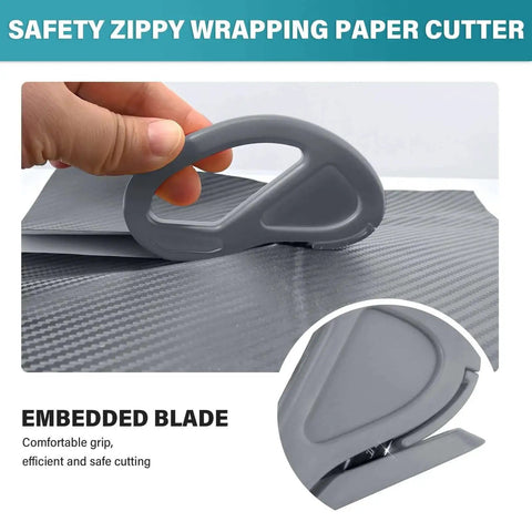 Vehicle Vinyl Wrap and Window Tint Tool Kit Zippy vinyl cutter held by hand, showing embedded blade design for precise cutting