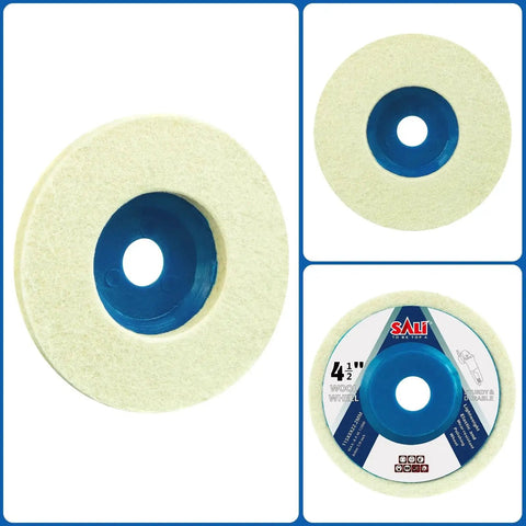 Rugged 10 Pack 4.5 Inch Wool Felt Polishing Wheel Discs For 4-1/2 Inch Angle Grinders With 7/8 Inch Arbor And 8mm Thick Buffing Pads For Metal Marble Stone Furniture And Cars SALI