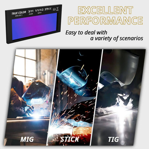 Auto Darkening Welding Lens For Helmet With HD True Color Optics 2x4.25 Inch, used for MIG, Stick, and TIG welding