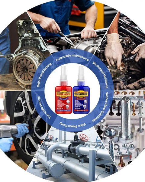 Blue And Red Thread Locker Kit For Nuts Bolts And Fasteners, Medium And High Strength Workhorse Anaerobic Curing Glue image